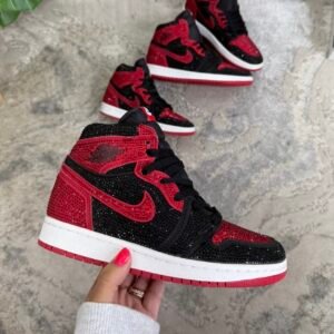 JORDAN RETRO 1 BOTA BRILLOS ROJA NEGRA