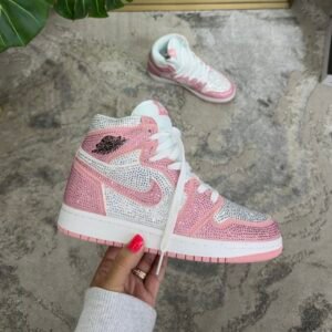 JORDAN RETRO 1 BOTA BRILLOS ROSA BLANCA